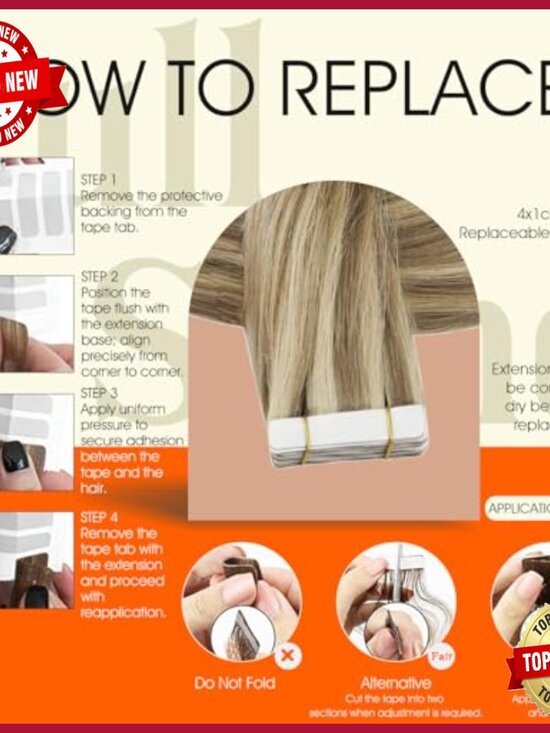 22-Inch Tape-In Hair Extensions, Remy Human Hair, 50g, 20 Pieces